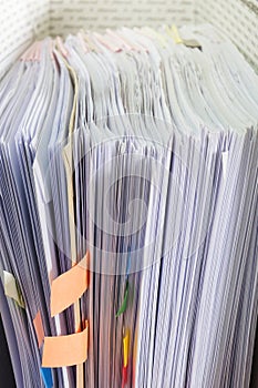 Close up documents in file folder