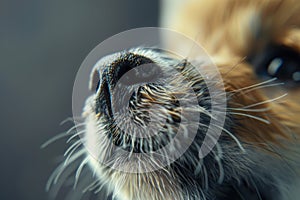 Close Up of a Dogs Face With Blurry Background. Generative AI