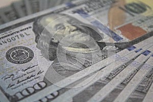 Close up of 100 dollar bills