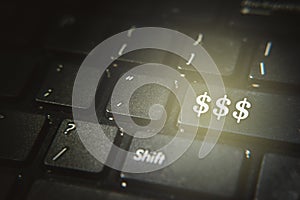 Close up of Dollar symbol on a computer keyboard button