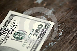 Close-up of a 100 dollars banknotes