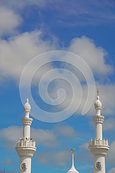 Close up of the dome of white mosque