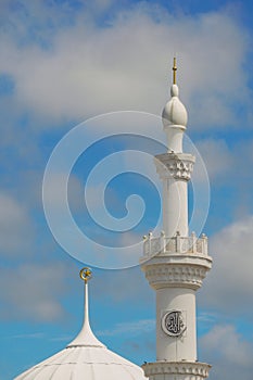 Close up of the dome of white mosque