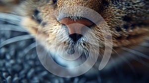 Close-up of a domestic cat's nose and whiskers