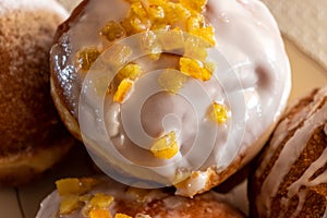 Close-up of donuts. sweet bakery food. snack. High quality photo