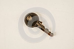 Close-up of door lock key