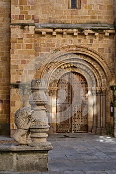 Close-up of a door of the Parish of St. Peter the Apostle in Avila, Spain. photo