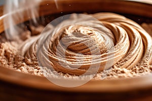 close-up of dough texture while rising in a bowl