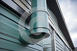 close-up of downpipe with new cladding being installed