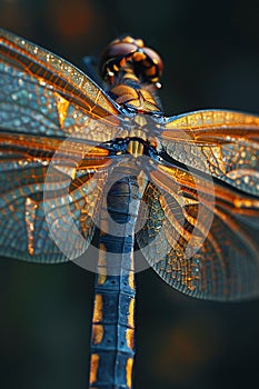 Close-up of a dragonflys wings