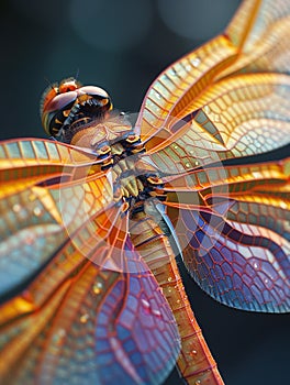 Close-up of a dragonflys wings