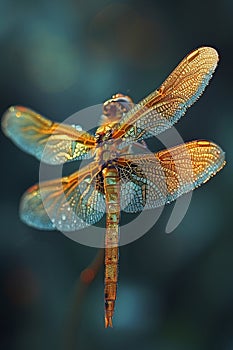 Close-up of a dragonflys wings