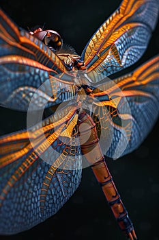 Close-up of a dragonflys wings