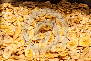 Close up of dried banana slices at Machane Yehuda Market, Jerusalem