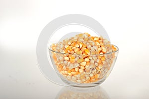 Close-up of Dried corn in Glass bowl