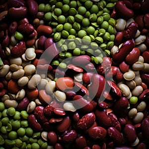 Closeup of dried mixed beans