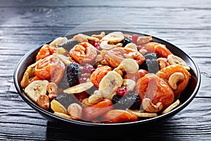 Close-up of dried organic Fruits and Nut Mix