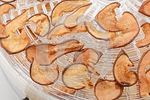 Close-up on dried pear slices