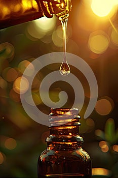close-up of a drop of babassu dripping. Selective focus photo