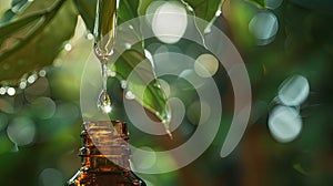 close-up of a drop of babassu dripping. Selective focus photo