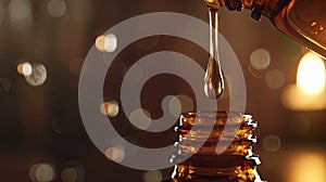 close-up of a drop of babassu dripping. Selective focus photo