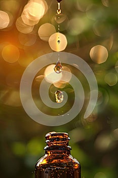 close-up of a drop of babassu dripping. Selective focus photo