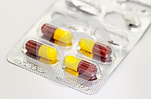 Close up drug kind capsules