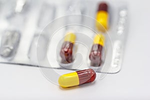 Close up drug kind capsules