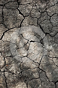 Close up of dry cracked earth. Drought land background