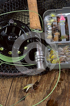 Close-up dry fly fishing tackle