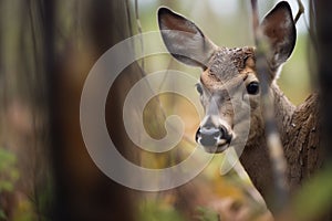 close-up of duikers face in underbrush