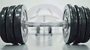 A close up of a dumbbell on a white background photo