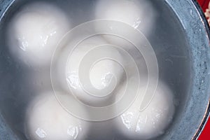 Close up of the dumplings in the bowl