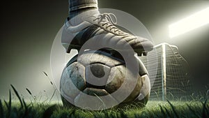 Close-Up of Durability Worn Soccer Boots on Field