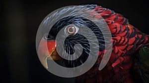 Close up Dusky lories with red and black feather. Generative AI