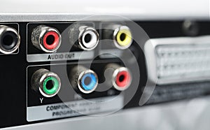 Close up of dvd player back panel