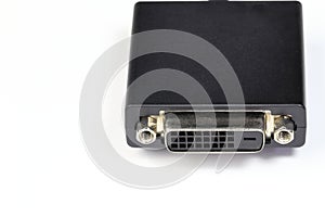 Close up DVI connector, Digital video cable for connecting a monitor, TV, projector, display