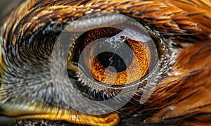 Close-up of eagle's eye. Macro of hawk's eye