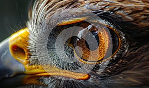 Close-up of eagle's eye. Macro of hawk's eye