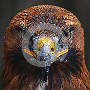 Close-up of eagle\'s intense expression. photo