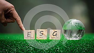 Close up earth on nature background. ESG Environmental, social, and corporate governance concept. Nature Ð¡onservation, Ecology,