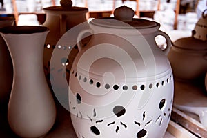 Close up earthenware ceramic vase