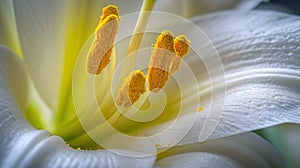 Close-Up of Easter Lily Petals and Stamen.