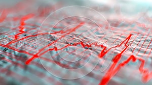 A close up of an ecg graph