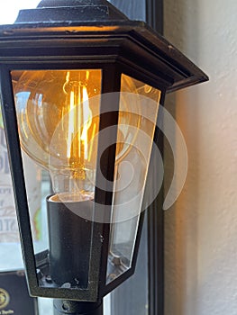 Close up of edison style lightbulb