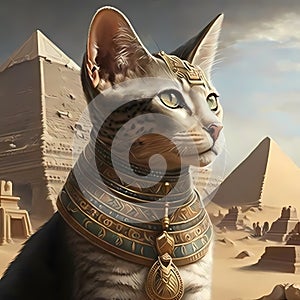 Egypt Cat Close Up. Generative AI
