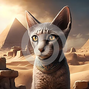 Egypt Cat Close Up. Generative AI