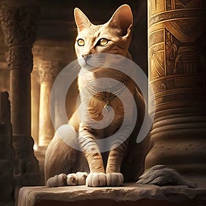 Egypt Cat Close Up. Generative AI