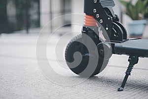Close up of elecric scooter front view