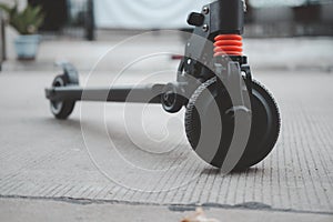 Close up of elecric scooter front view
